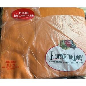 Vintage Fruit of the Loom Fine Muslim 100% cotton flat sheet 81"x99" new NOS